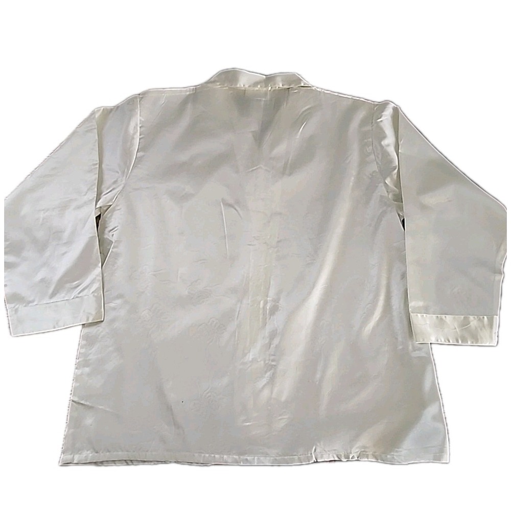 Vintage Pajamas Sleep Shirt Gioni Feroti Sz M Ivory Top Satin Buttons Classic‎ - Picture 6 of 11